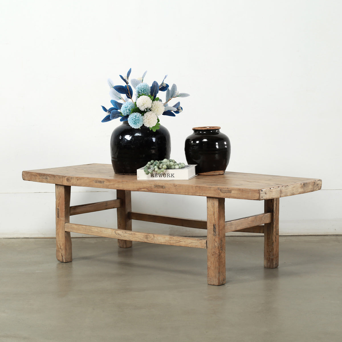 Vintage Coffee Table 50x19.3x15.4H Elmwood Weathered Natural