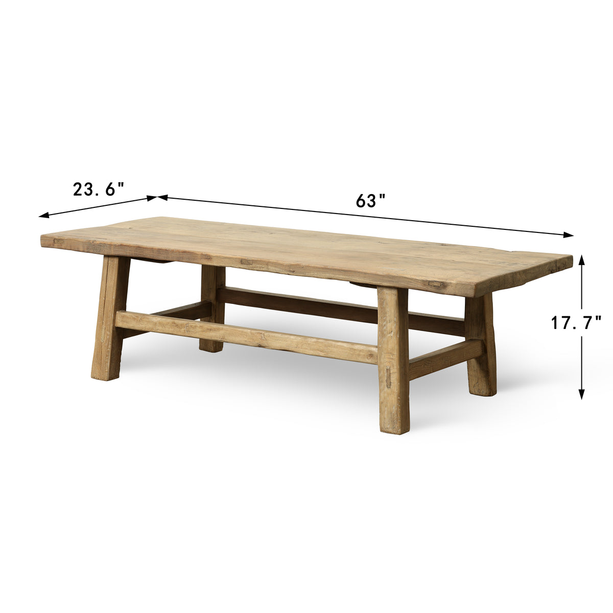 Vintage Coffee Table 63x23.6x17.7H Walnutwood Weathered Natural