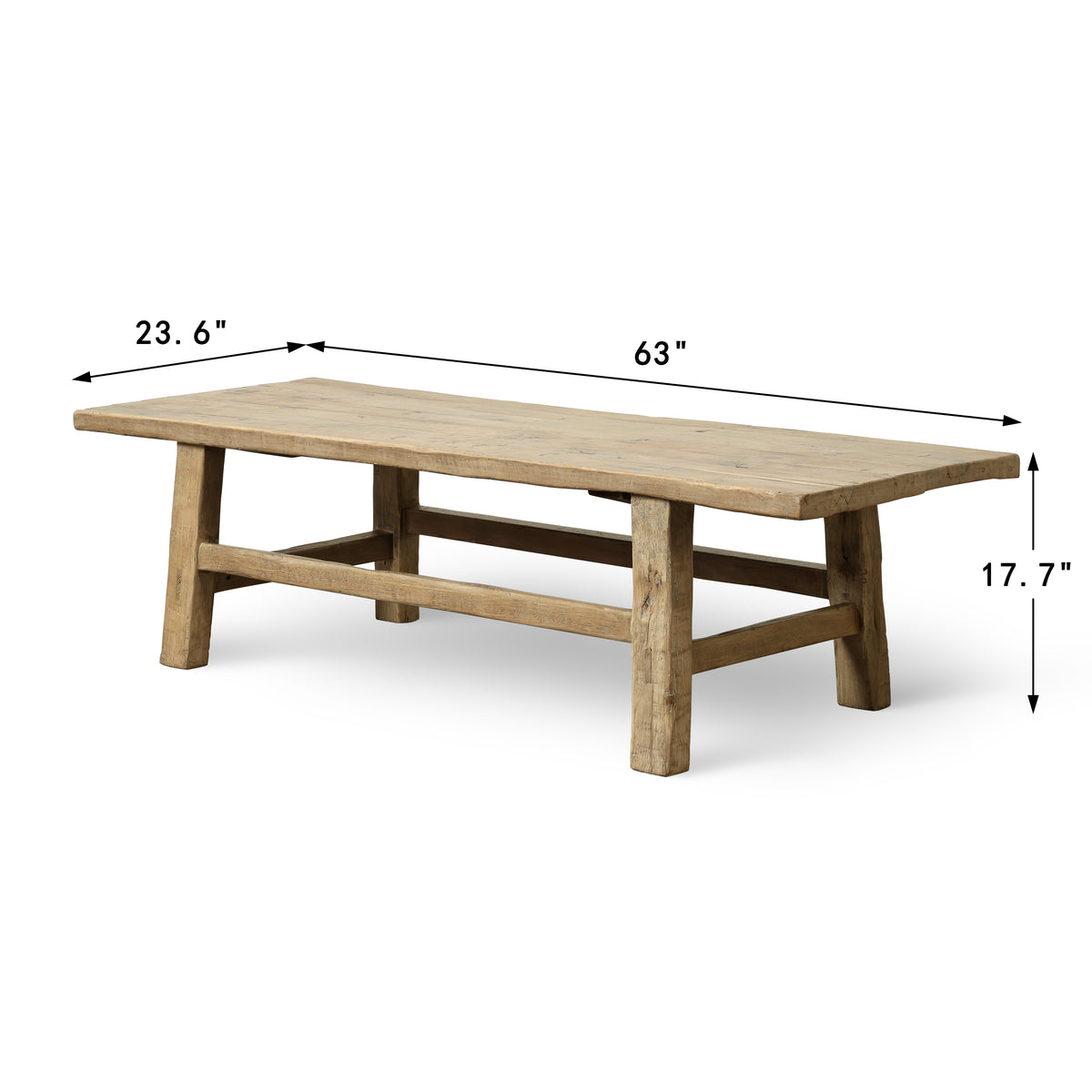 Vintage Coffee Table 63x23.6x17.7H Walnutwood Weathered Natural