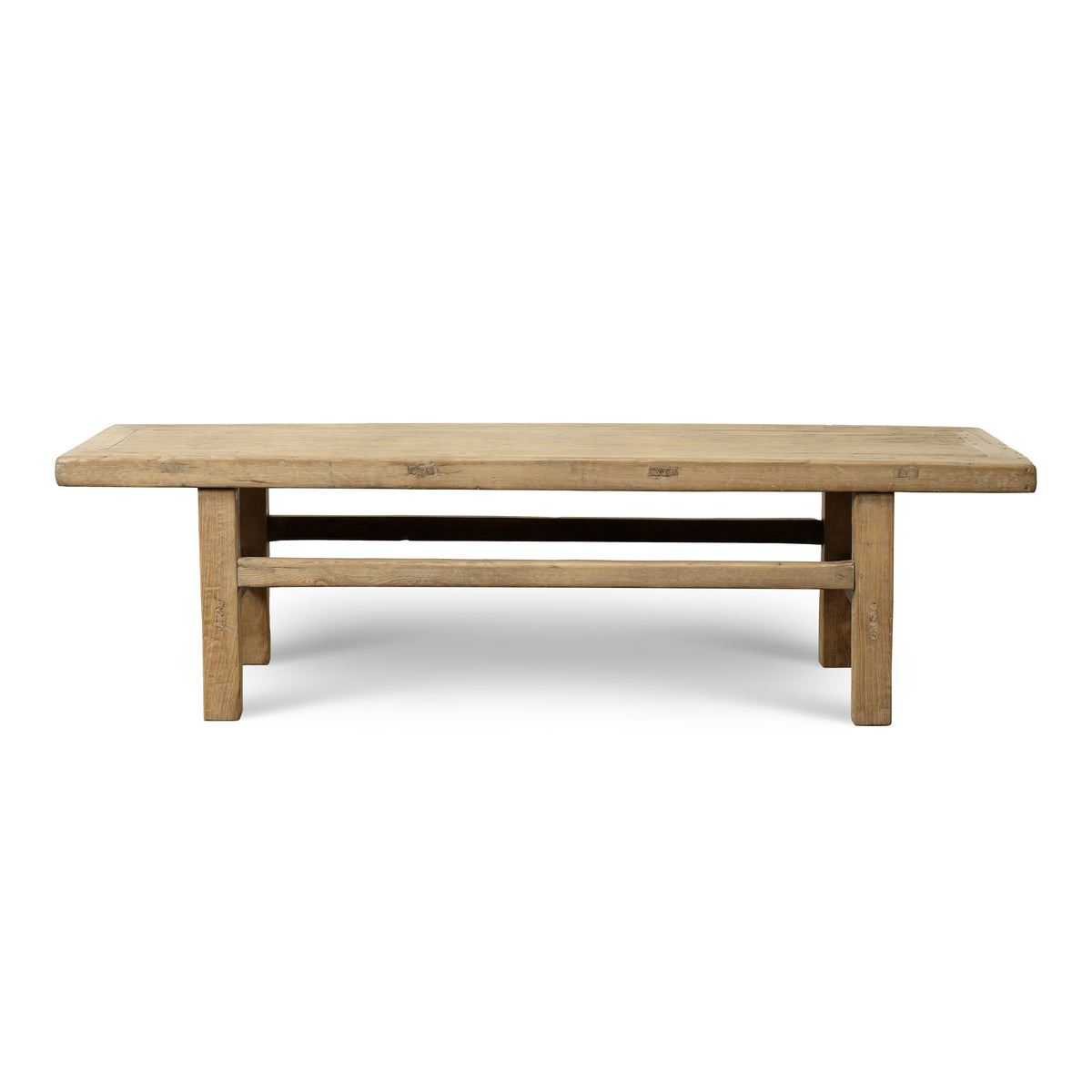 Vintage Coffee Table 57Wx23Dx17H Walnutwood Top Weathered Natural