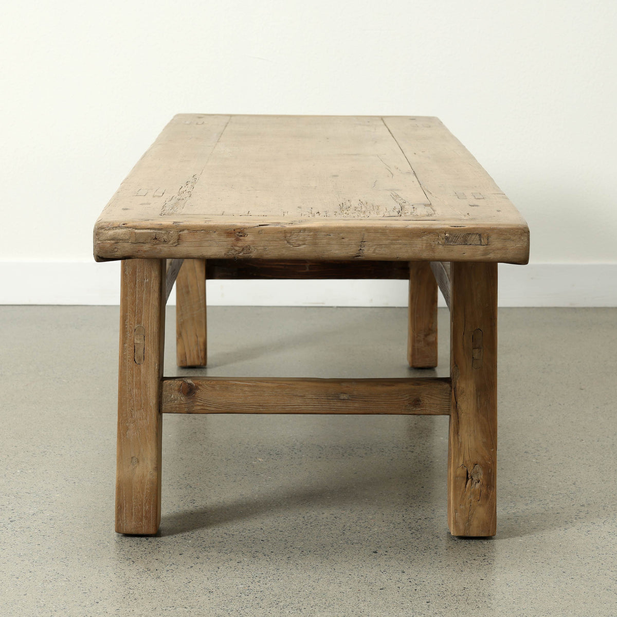 Vintage Coffee Table 57Wx23Dx17H Walnutwood Top Weathered Natural