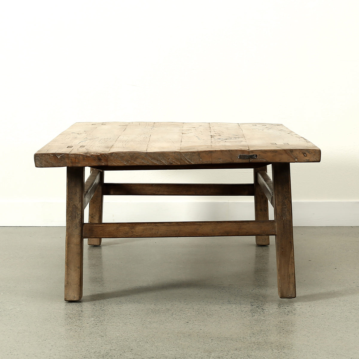 Vintage coffee table walnut wood weathered natural 55x29.5x16.5H