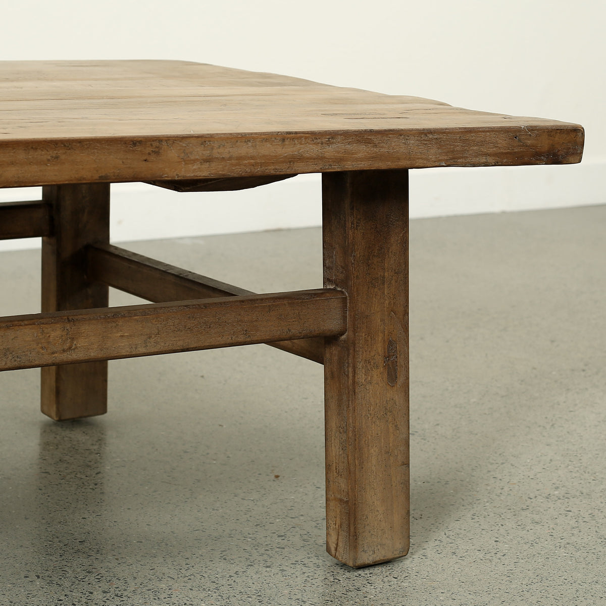 Vintage coffee table walnut wood weathered natural 55x29.5x16.5H
