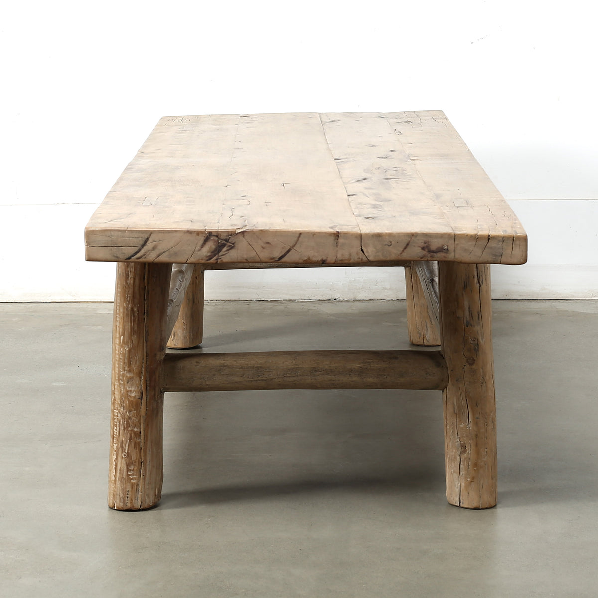 Approx. 67 Inches Wide 24 Inches Deep Vintage Coffee Table Weathered Natural Light Wood Tone