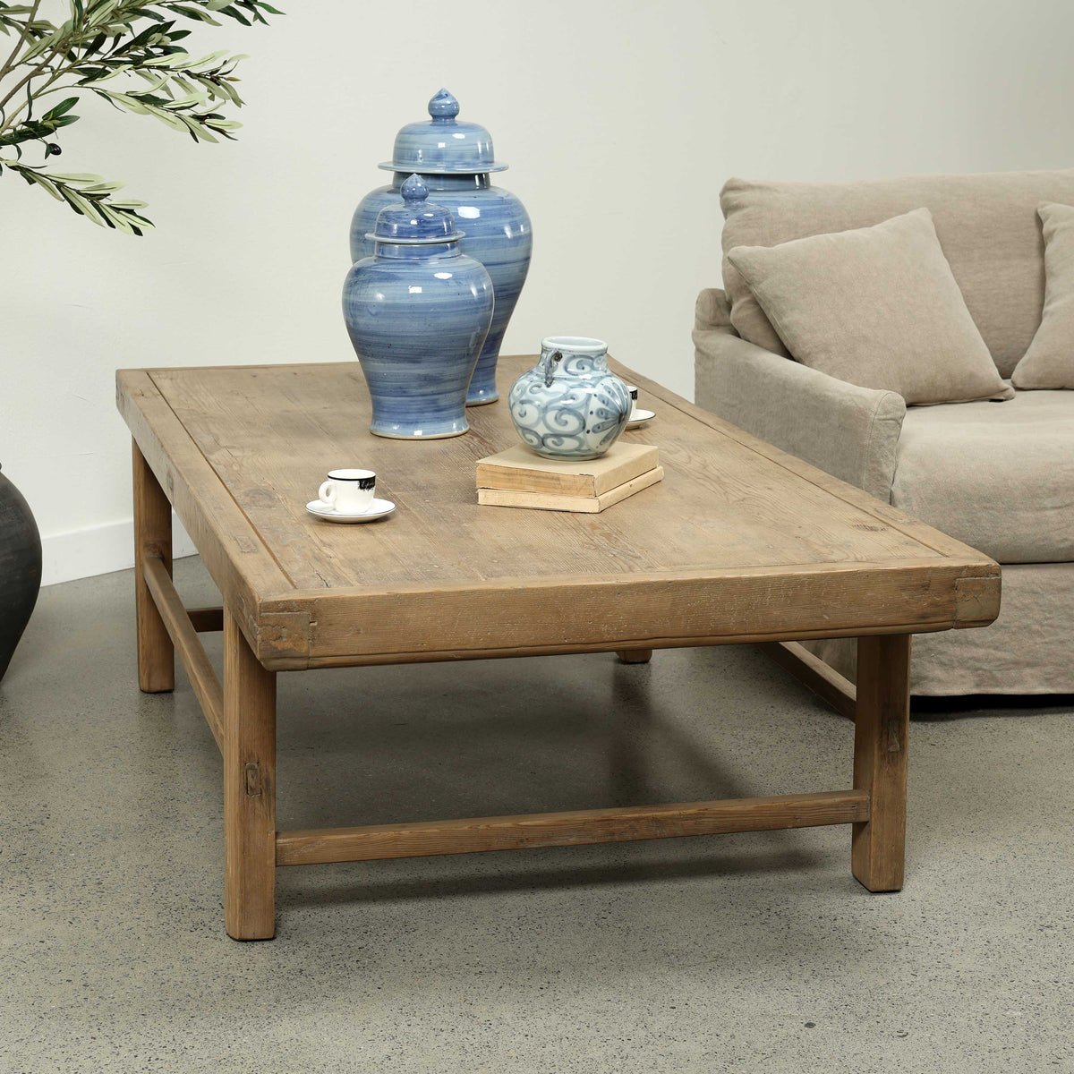 Approx. 68" Wide 35" Deep Vintage Coffee Table Weathered Natural