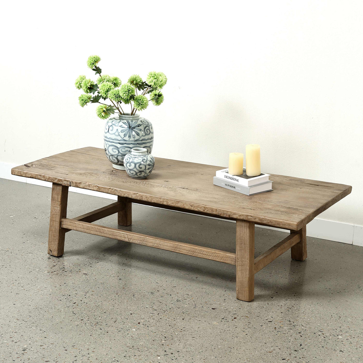 Vintage Coffee Table Approx. 67 Inches Wide 29 Inches Deep Weathered Natural (dimensions and finish may differ)