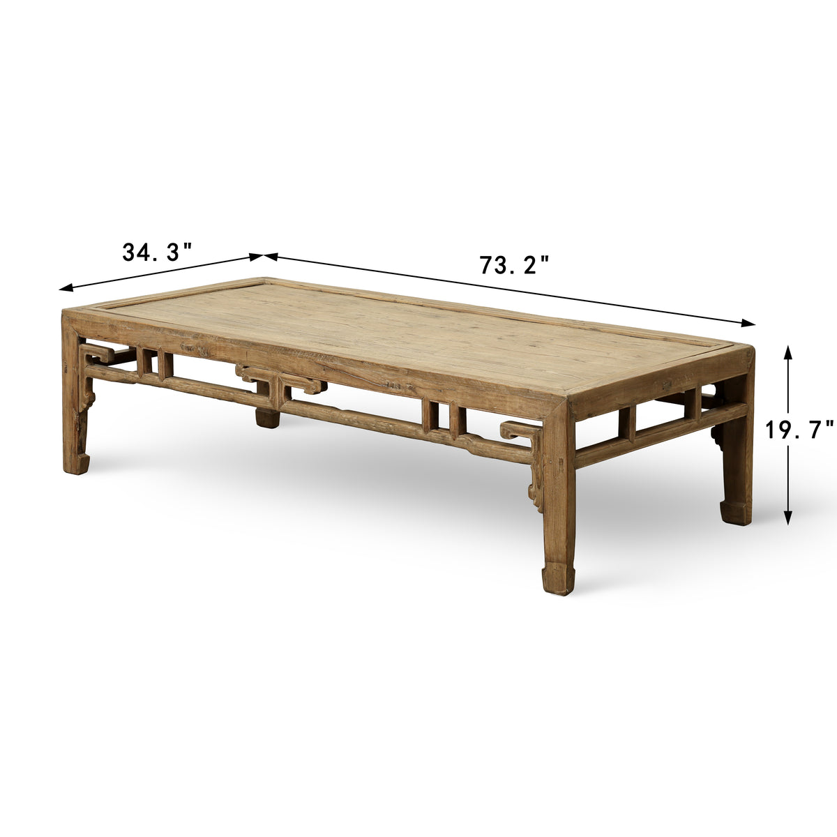 Approx. 73" Long 34" Deep Vintage Coffee Table Weathered Natural