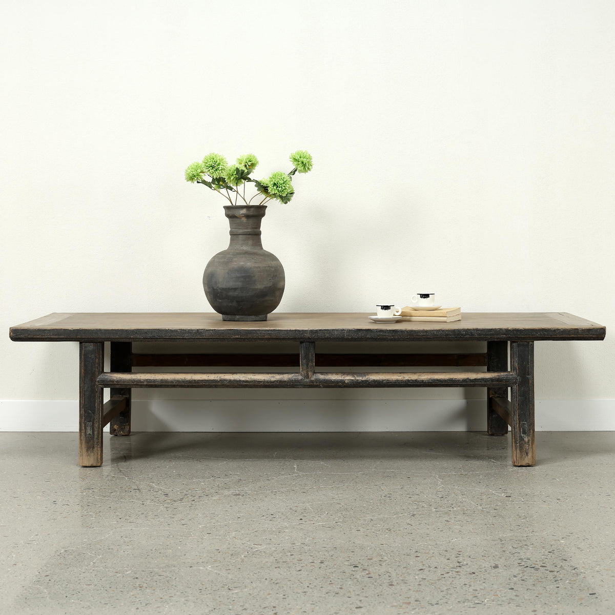 Approx. 74 Inches Wide Two-Toned Vintage Coffee Table Distressed Black