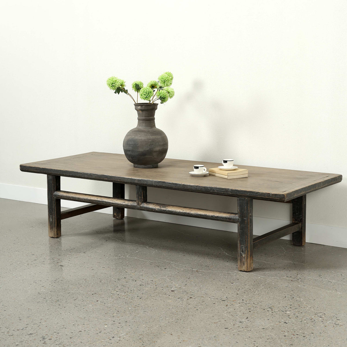 Approx. 74 Inches Wide Two-Toned Vintage Coffee Table Distressed Black