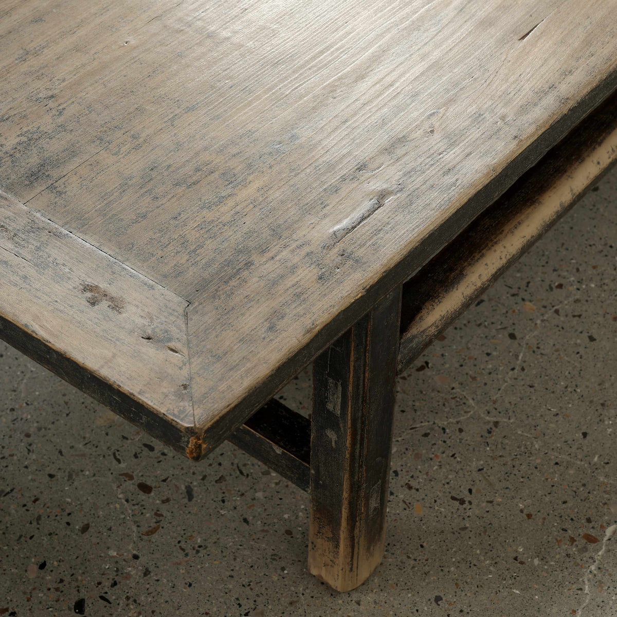 Approx. 74 Inches Wide Two-Toned Vintage Coffee Table Distressed Black