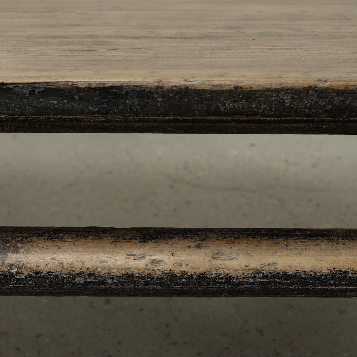 Approx. 74 Inches Wide Two-Toned Vintage Coffee Table Distressed Black
