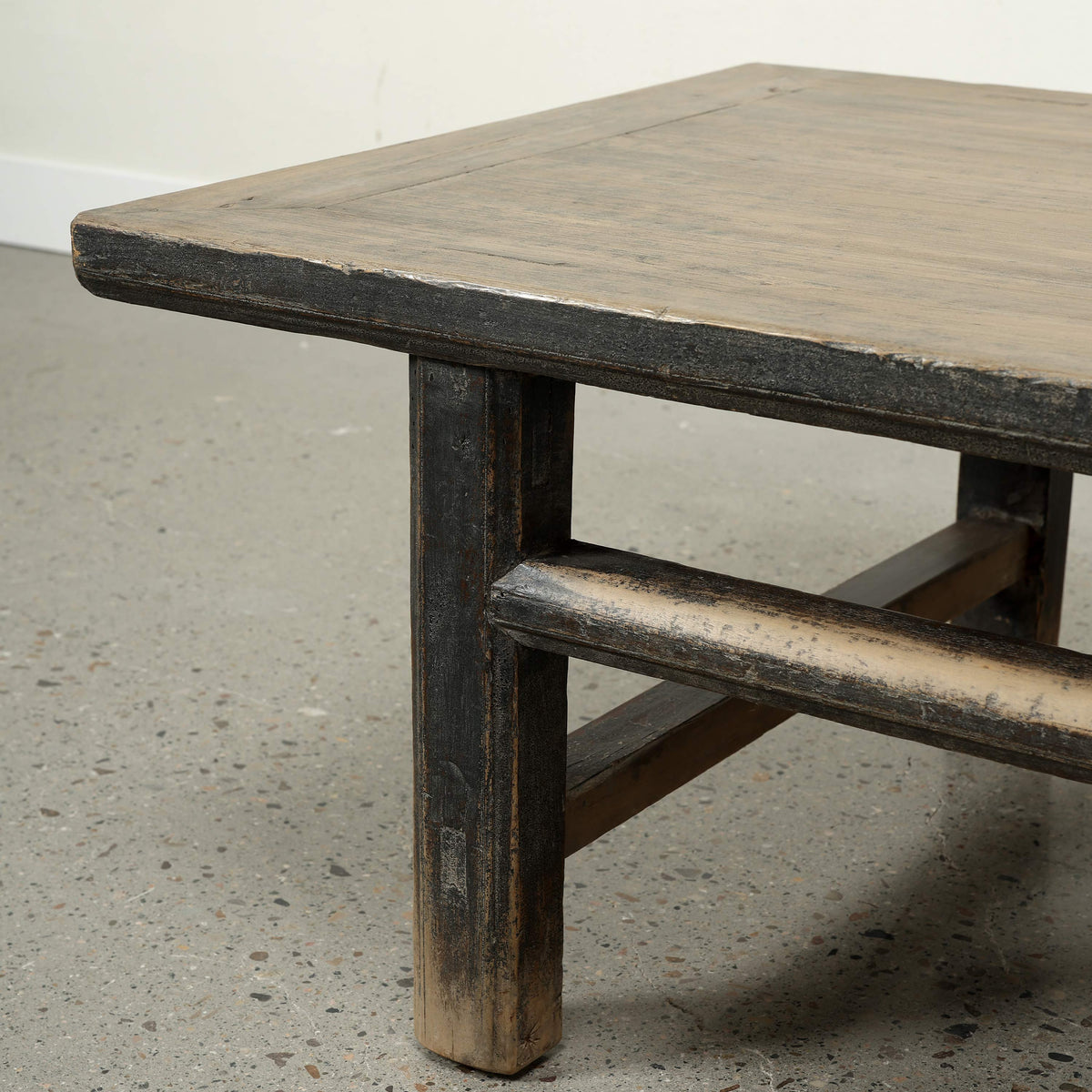 Approx. 74 Inches Wide Two-Toned Vintage Coffee Table Distressed Black
