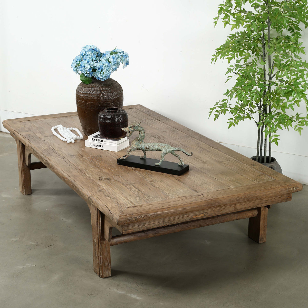 Approx. 91 Inches Wide 48.4 Inches Deep Vintage Extra Large Ming Style Coffee Table Weathered Natural
