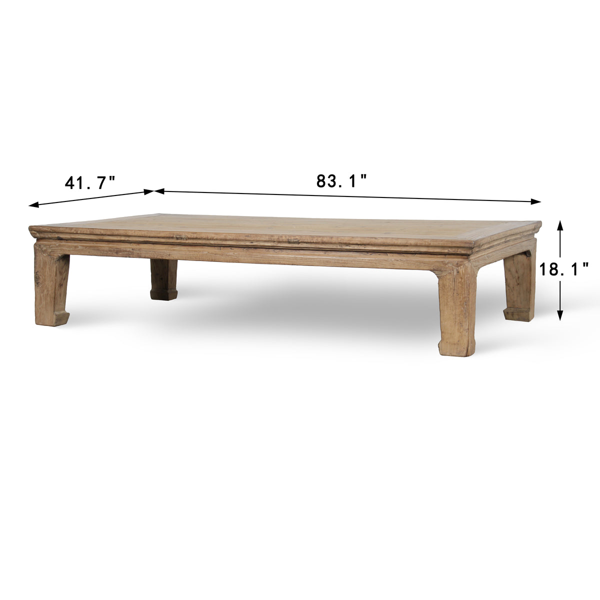 Approx. 83 Inches Wide 41.7 Inches Deep Vintage Extra Large Ming Style Coffee Table Weathered Natural
