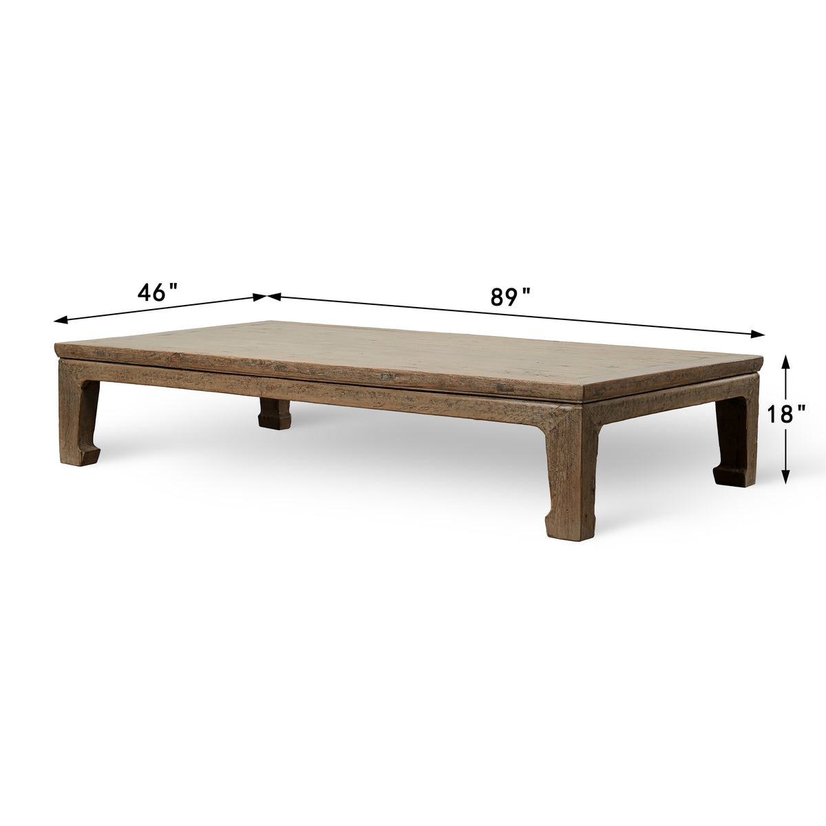 Approx. 89 Inches Wide 46 Inches Deep Vintage Extra Large Ming Style Coffee Table Weathered Natural
