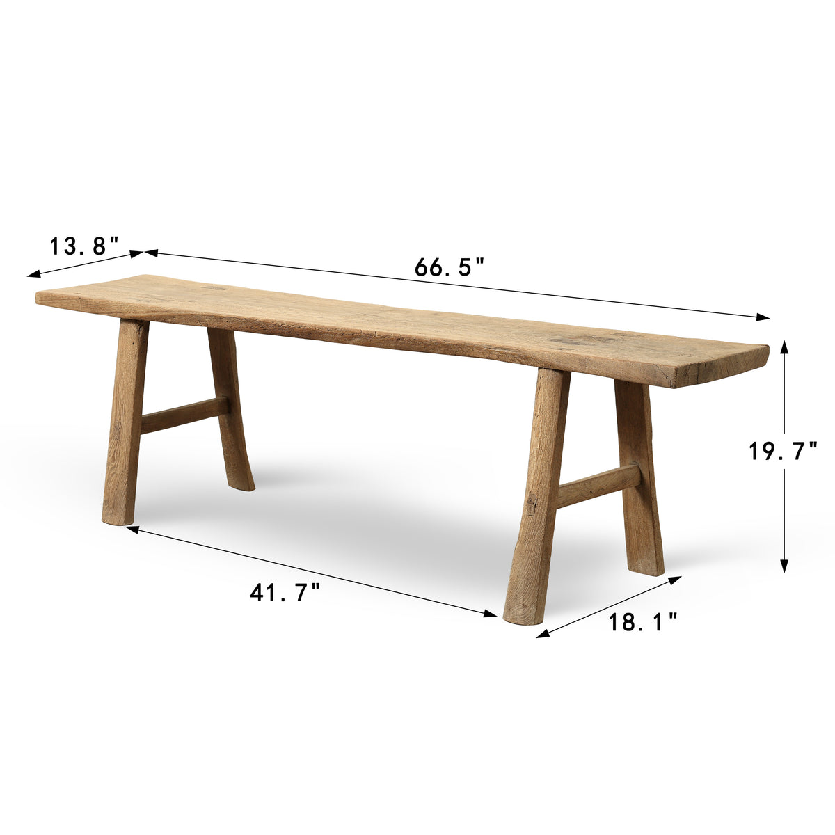 Vintage Bench Approx. 66 Inches Wide 14 Inches Deep Weathered natural