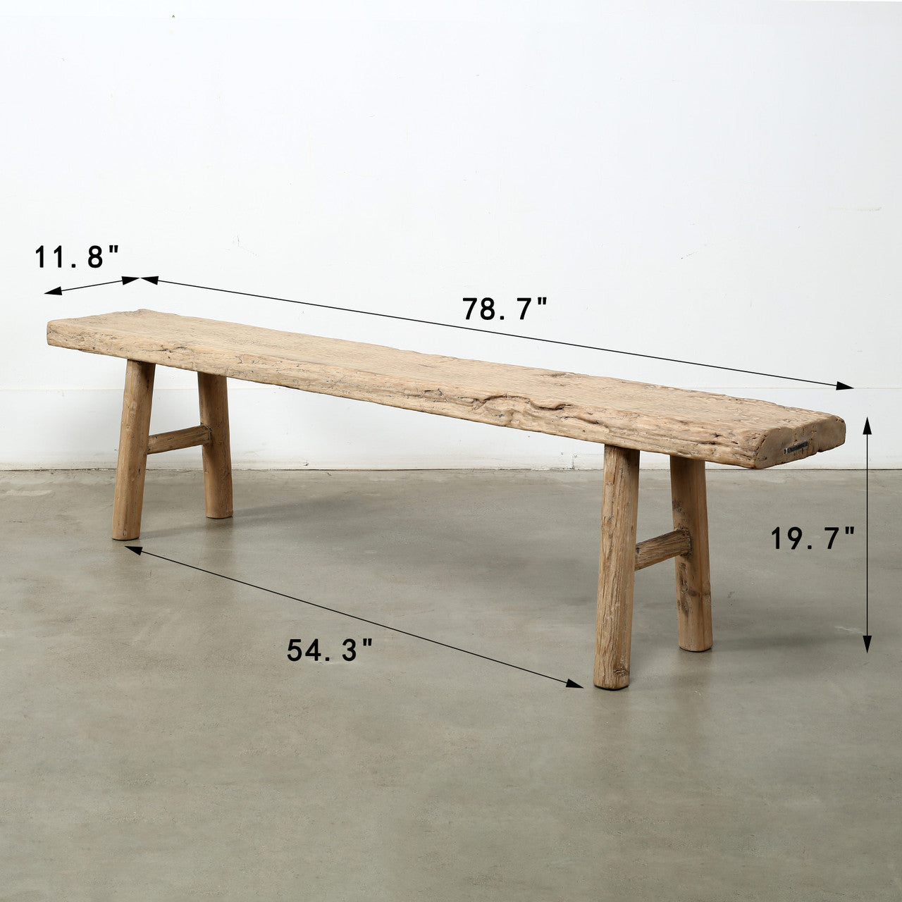 Vintage Bench Large Weathered Natural 78.7x11.8x19.7H
