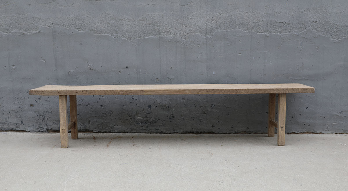 Approx.93 Inches Long Vintage Elmwood Bench with Warm Wood Tone
