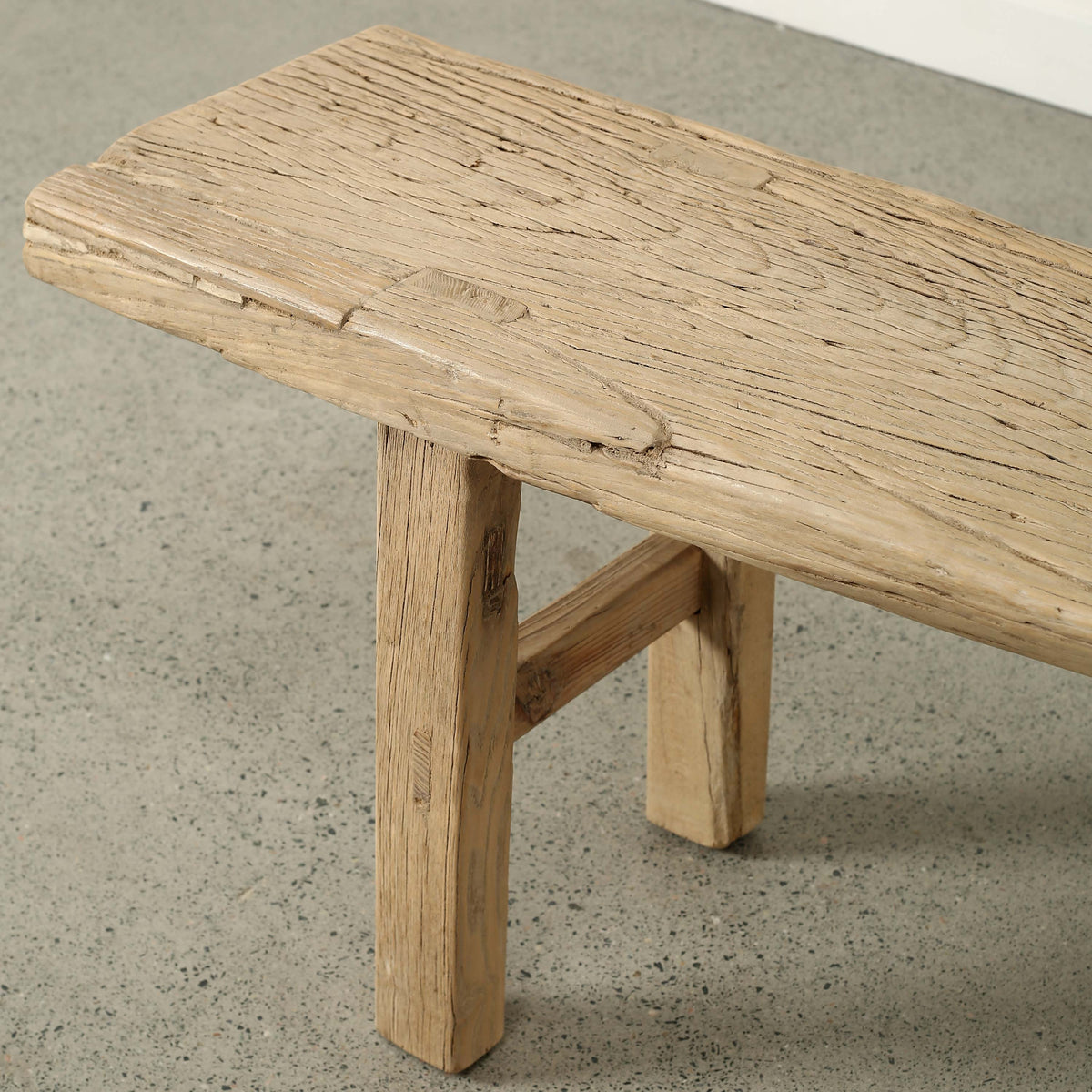 Approx.89 Inches Long Vintage Elmwood Bench with Warm Wood Tone