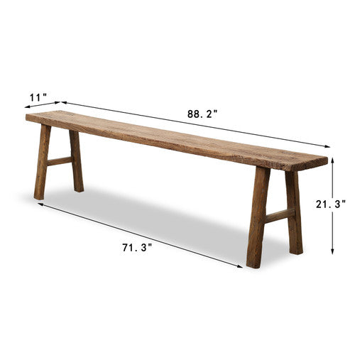 Vintage Bench Large Elmwood 88.2x11x21.3H Weathered Natural image 2