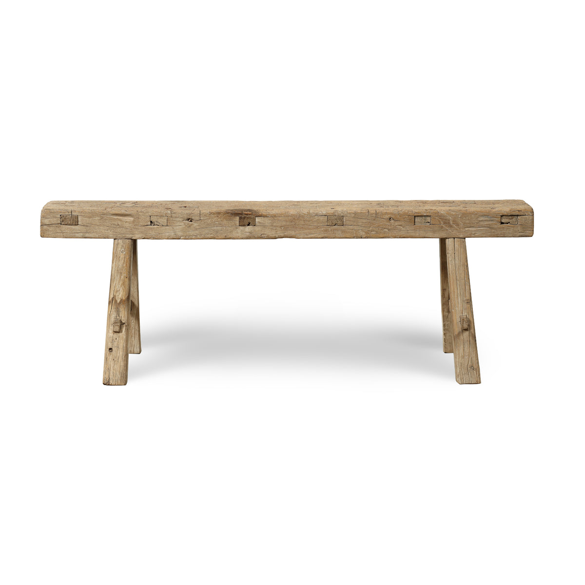 Vintage noodle bench 56.7 inches wide, 7.5 inches deep, weathered natural