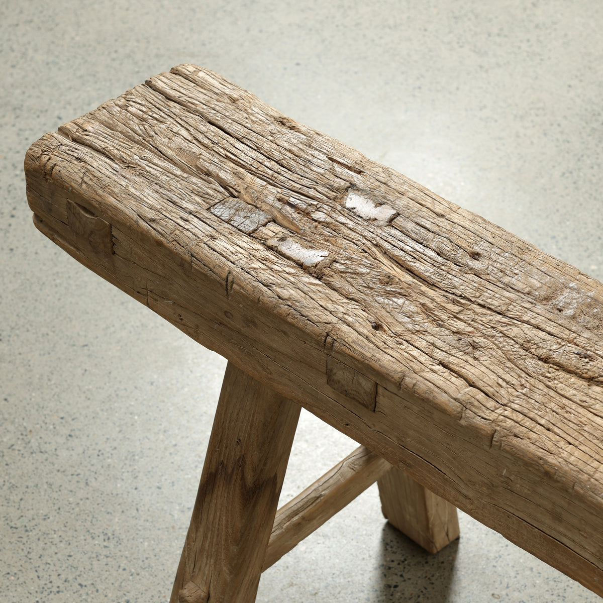 Vintage noodle bench 56.7 inches wide, 7.5 inches deep, weathered natural