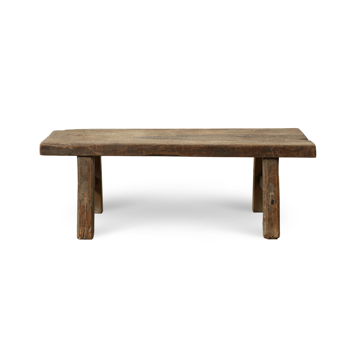 Vintage noodle bench 46.1 inches wide 14.6 inches deep weathered natural