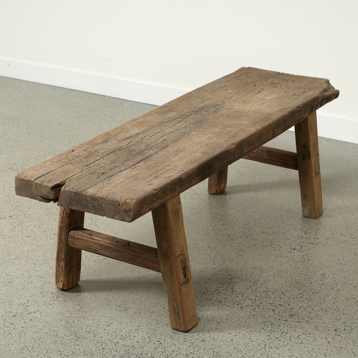 Vintage noodle bench 46.1 inches wide 14.6 inches deep weathered natural