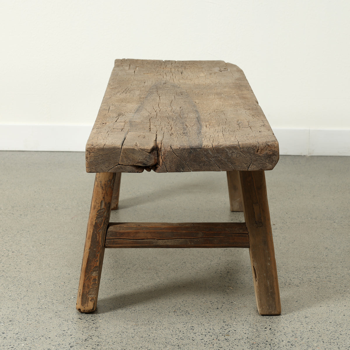 Vintage noodle bench 46.1 inches wide 14.6 inches deep weathered natural