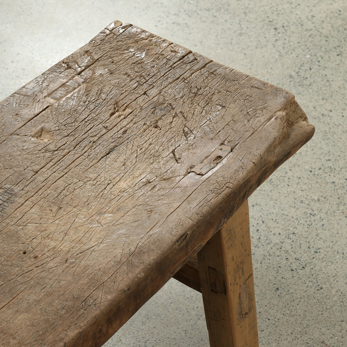 Vintage noodle bench 46.1 inches wide 14.6 inches deep weathered natural