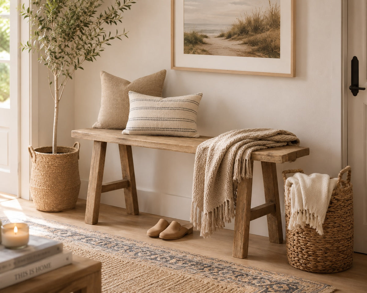 43" Elmwood Bench Weathered Natural (upper width 10", lower width 14")