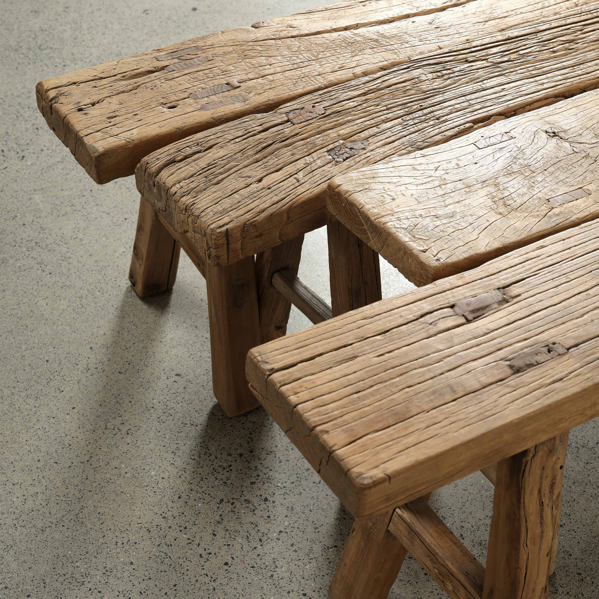 Vintage noodle bench Approx 55-65 inches long (size and finish vary)