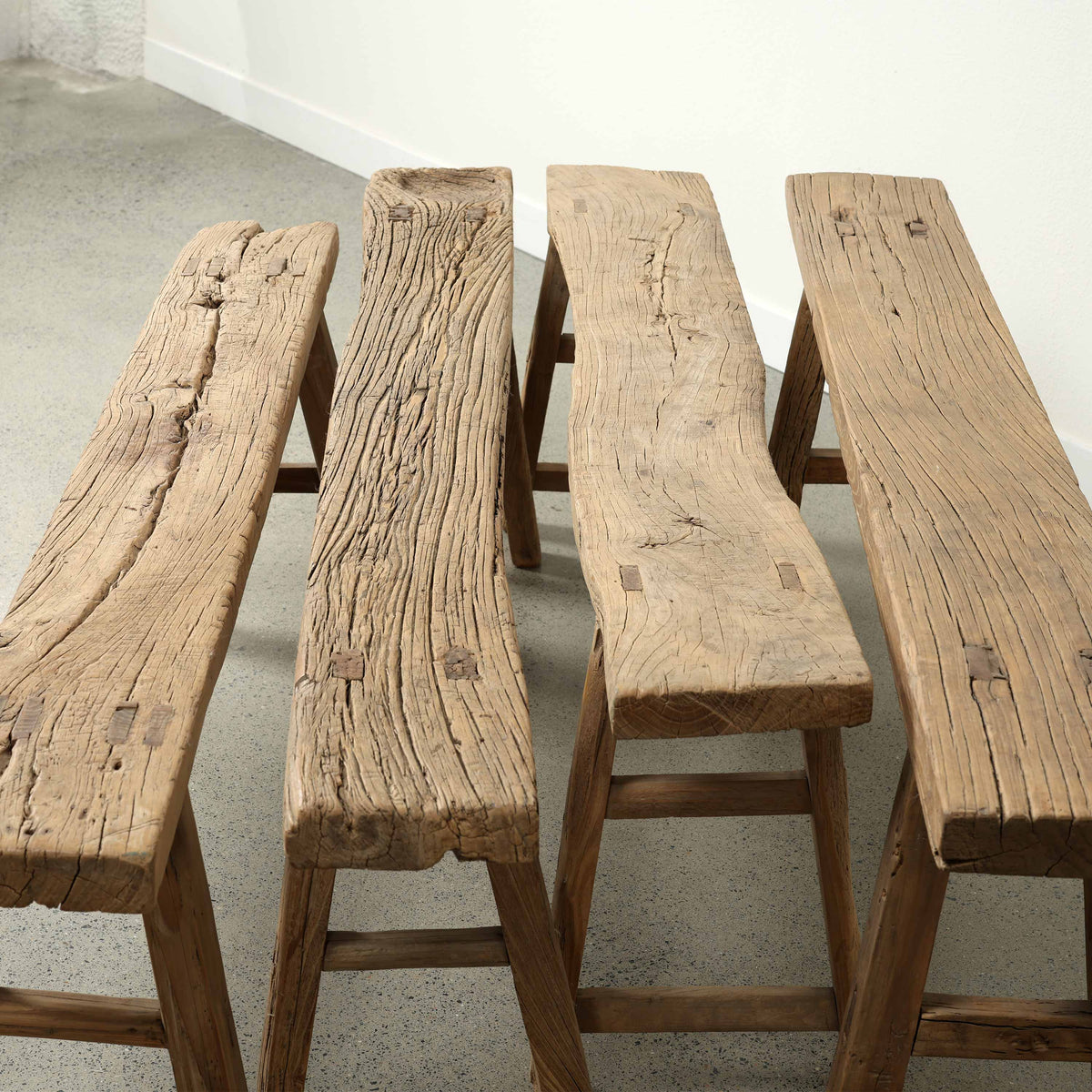 Vintage noodle bench Approx 55-65 inches long (size and finish vary)