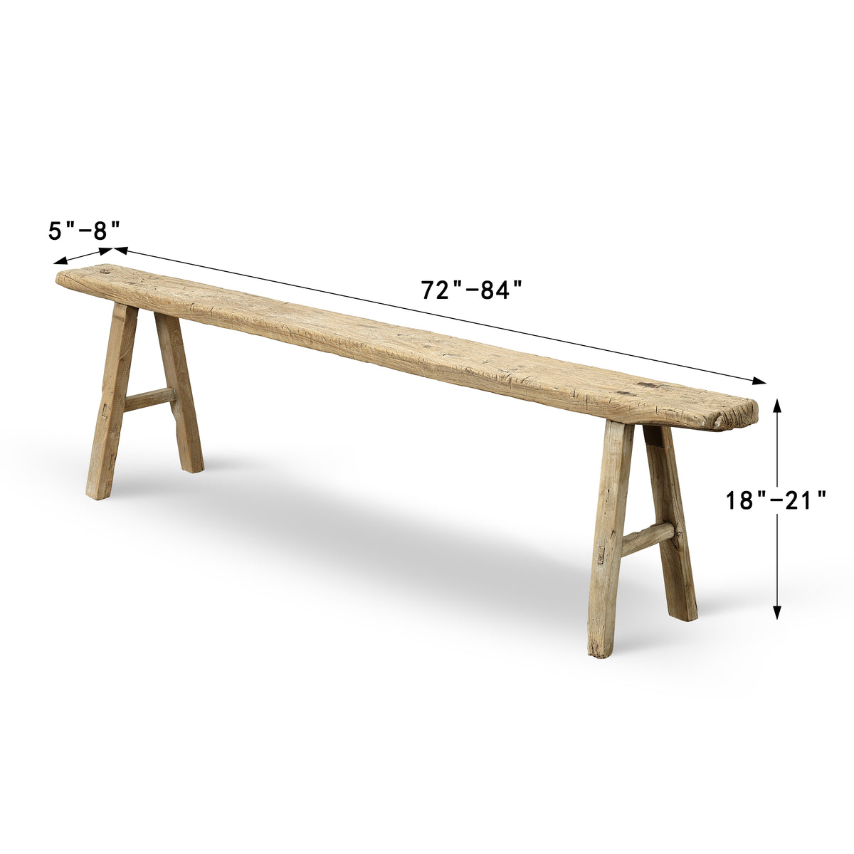 Vintage noodle bench Approx 72-84 inches long (size and finish vary)