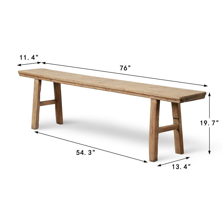 Approx.76 Inches Long 11.4 Inches Deep Vintage Bench Weathered Natural image 3