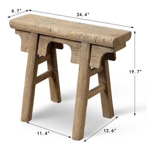 Vintage Noodle Bench 24.4x6.7x19.7H with Rustic Top image 2