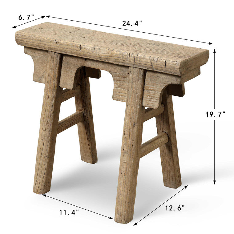 Vintage Noodle Bench 24.4x6.7x19.7H with Rustic Top image 3