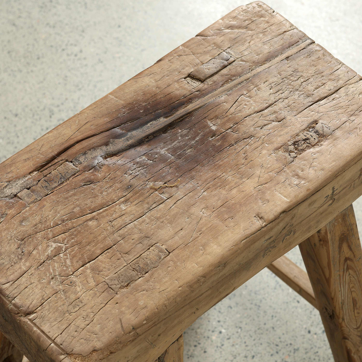 Vintage Rustic Stool 16.5" Wide 8.7 " Deep with Thick Top