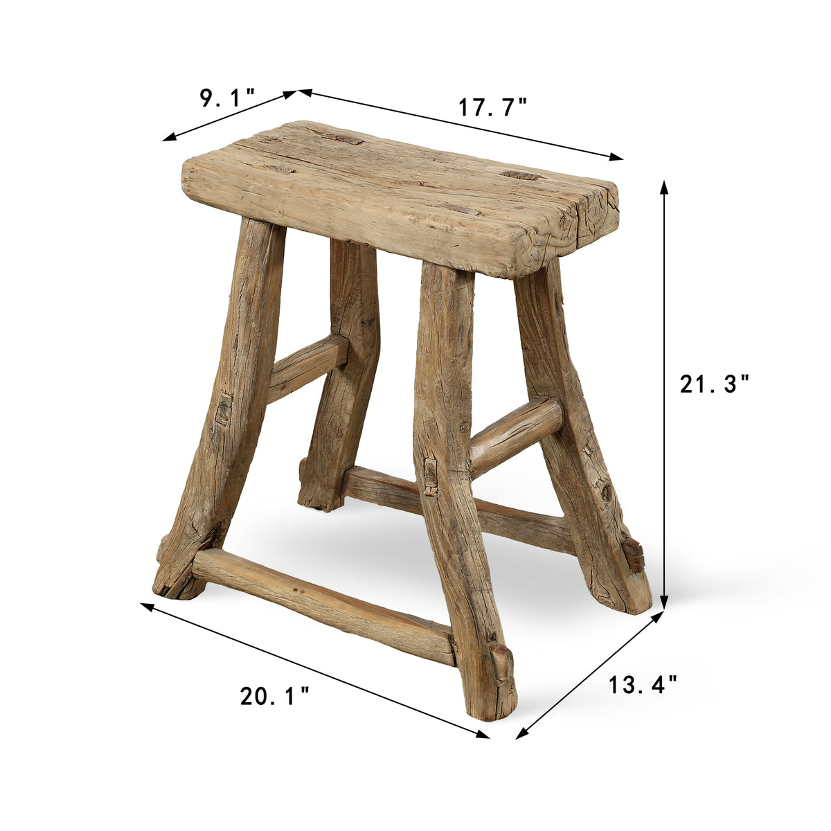 Vintage Rustic Table Approx.18" Long 9" Deep 21" High Weathered Natural