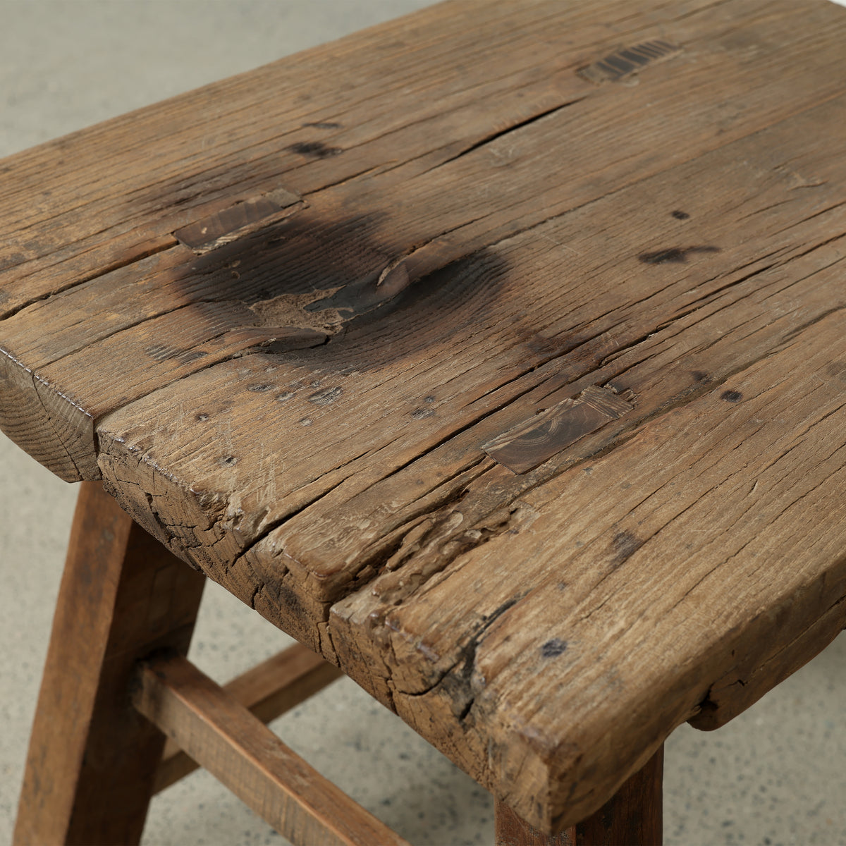 Approx. 20.9" Wide 17.9" Deep Vintage Accent Table Weathered Natural