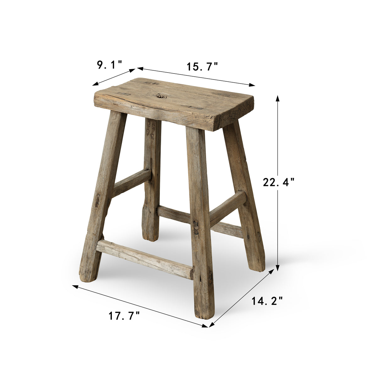 Approx. 15.7" Wide 9.1" Deep Vintage Accent Table Weathered Natural