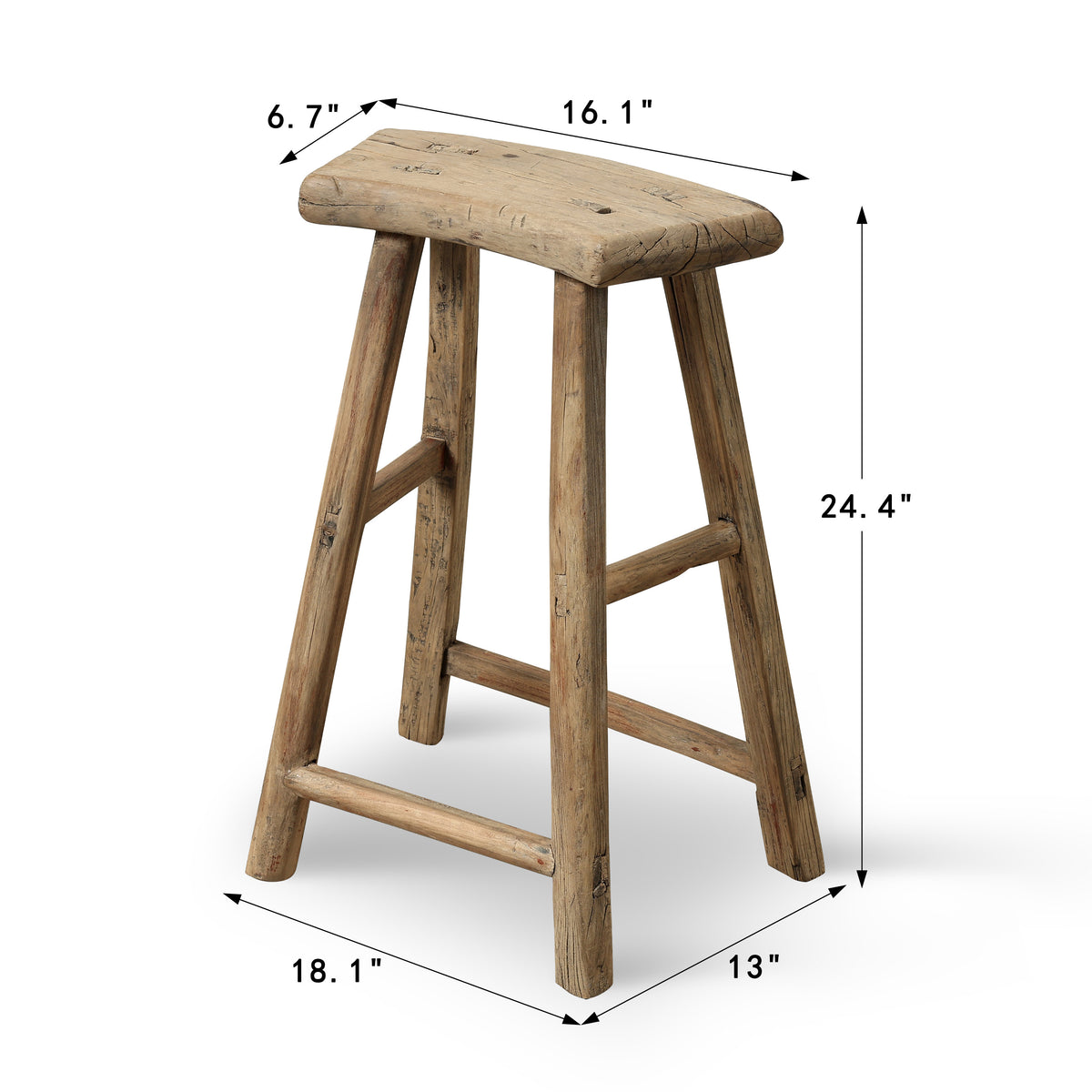 Vintage Counter Stool Approx.16.1 Inches Wide 6.7" Deep 24.4" High