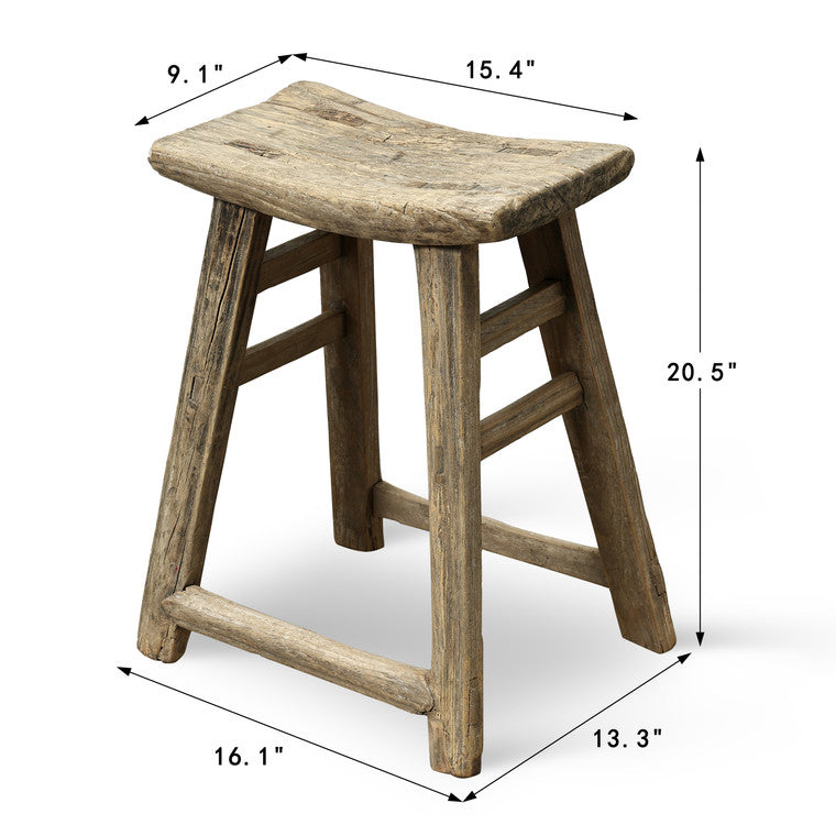 Vintage Rustic Stool 20.5H 15.4W 9.1D image 3