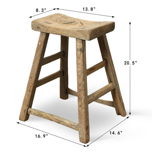 Vintage Rustic Stool 20.5H 13.8W 8.3D image 2