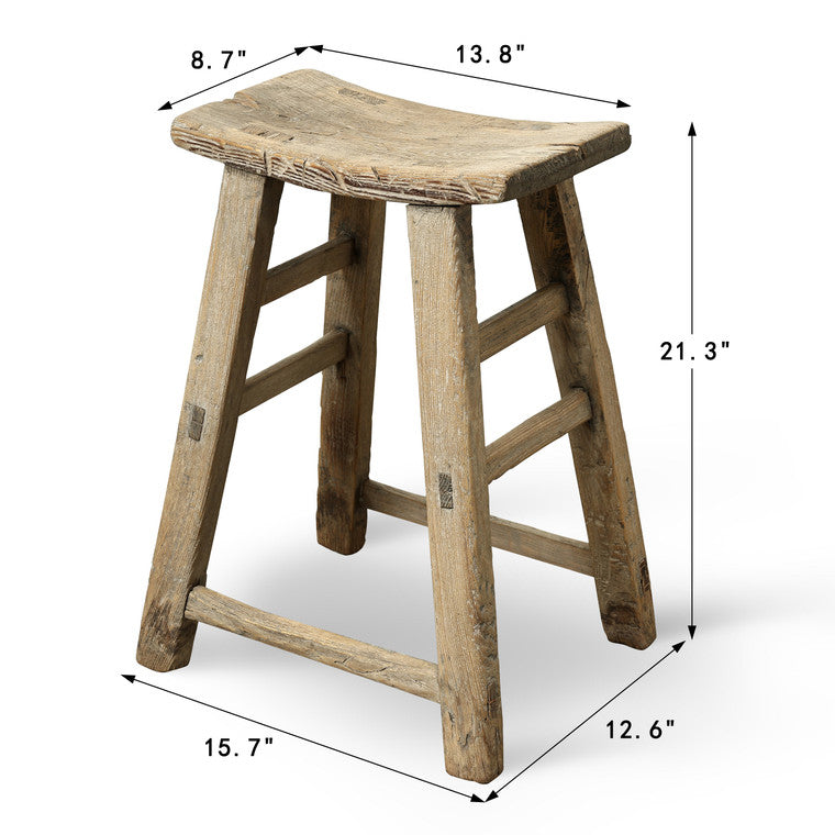 Vintage Rustic Stool 21H 14W 8.7D image 3