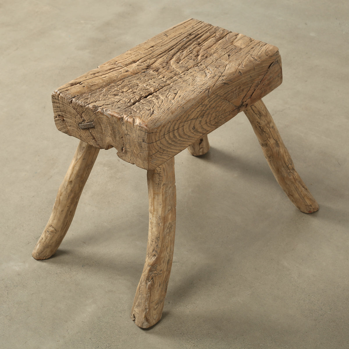 Approx. 18.9" Wide 11.8" Deep Vintage Accent Table Elmwood Weathered Natural