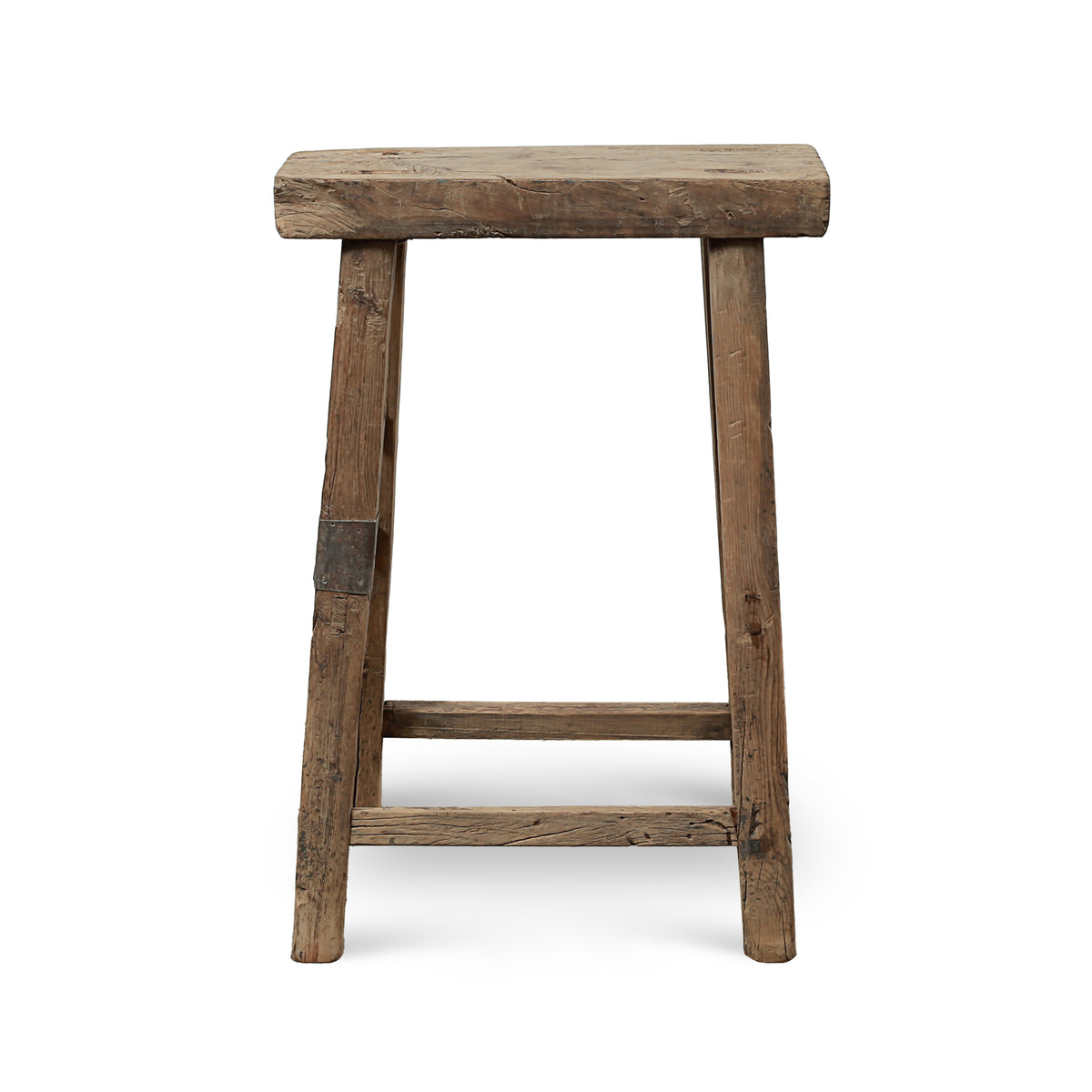 Approx. 20" Wide 10" Deep Vintage Bar Stool with Unique Top Weathered Natual