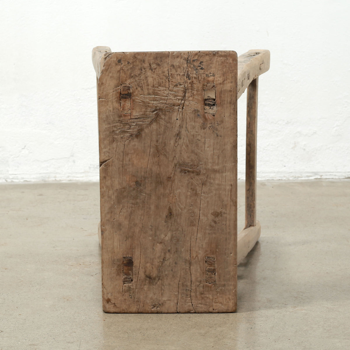 Approx. 20" Wide 10" Deep Vintage Bar Stool with Unique Top Weathered Natual