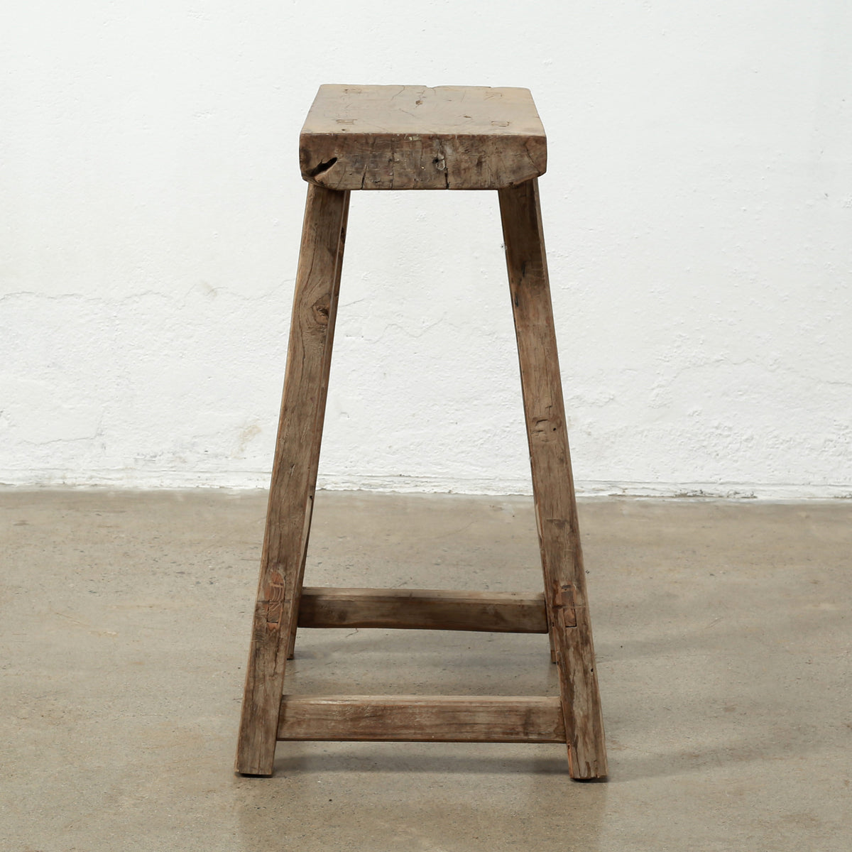 Approx. 22" Wide 9" Deep Vintage Bar Stool with Unique Top Weathered Natual
