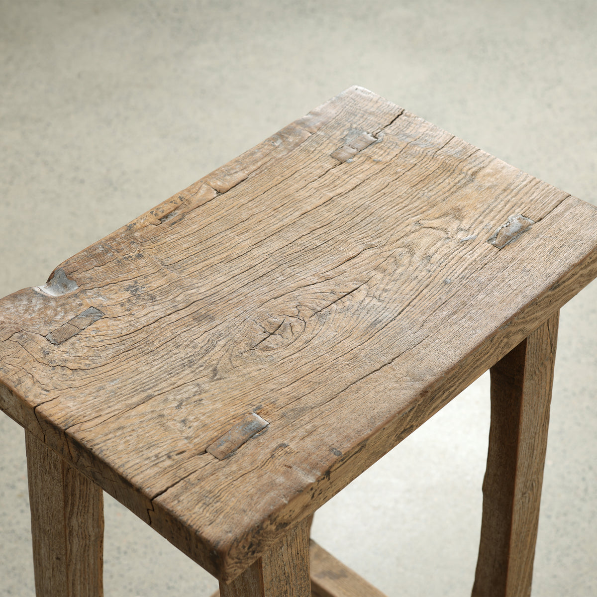 Approx. 17.3" Wide 11" Deep Vintage Bar Stool Weathered Natural